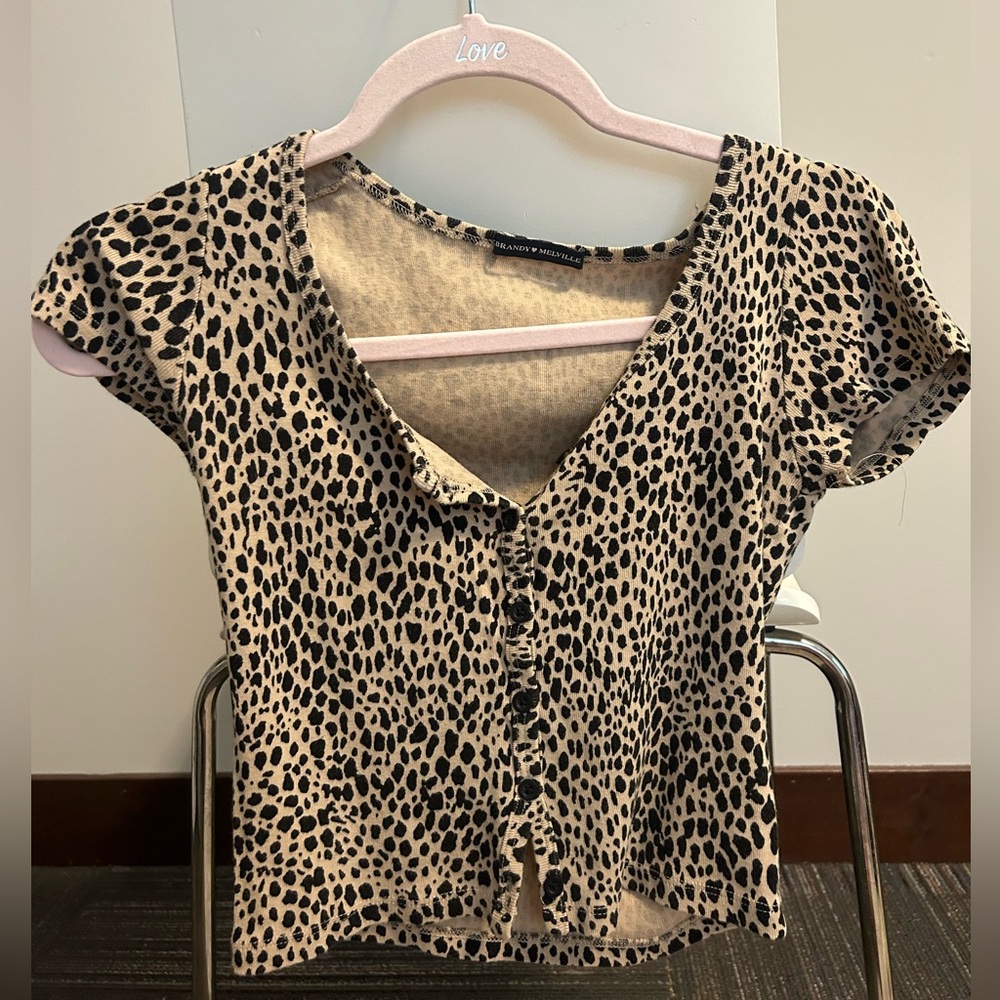 Brandy Melville Cheetah Print Button-Up Shirt